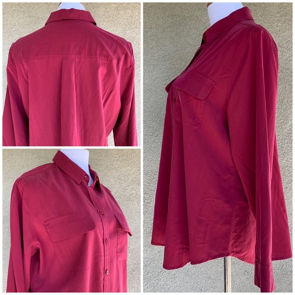 Chico’s Raspberry Red Button Down Shirt Size 12-14 - Picture 2 of 8